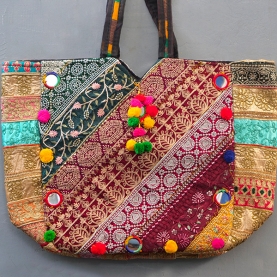 Indian handbag Zari style black and colorful