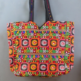 Indian handbag Matka style black and colorful