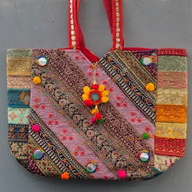 Indian handbag Zari style red and colorful