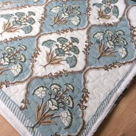 Indian traditional cotton Comforter grey and brown