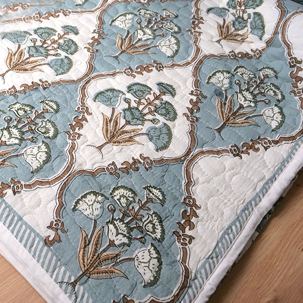 Indian traditional cotton Comforter grey and brown