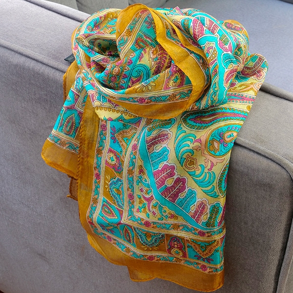 Indian silk scarf fashion moutarde