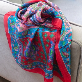 Indian silk scarf fashion pink and red