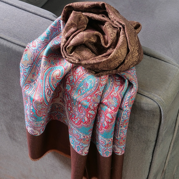Indian Jamawar knitted scarf brown color