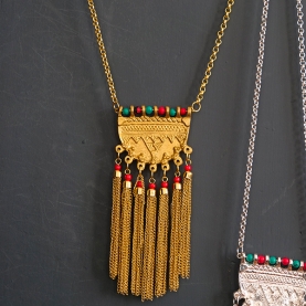Indian ethnic long necklace golden metal