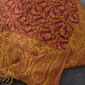 Indian knitted scarf with flowers