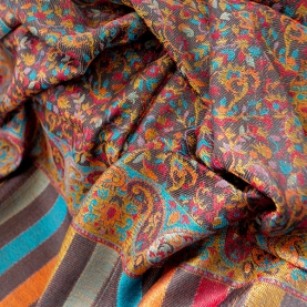 Indian knitted scarf with flowers