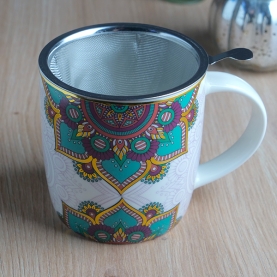 Tasse à thé infuseur Mandala cyan