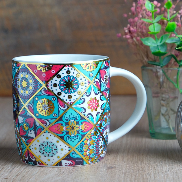 Tasse à thé infuseur Patchwork cyan 400ml