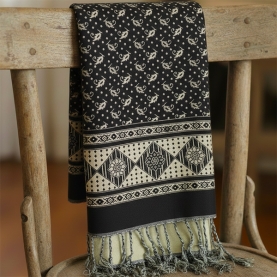 Indian mixed cotton shawl black and yellow
