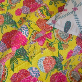 Dessus de lit indien Kantha artisanal