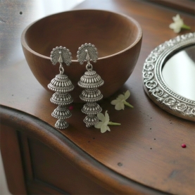 Boucles d'oreilles indiennes Jhumki Paons