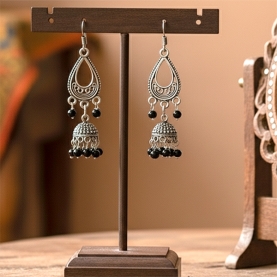 Indian earrings silvered and black Jhumki jewels