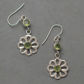 Boucles d'oreilles argent et péridot