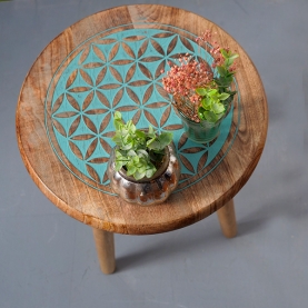 Table d'appoint indienne en bois