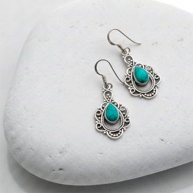 Indian silver and turquoise stones earrings