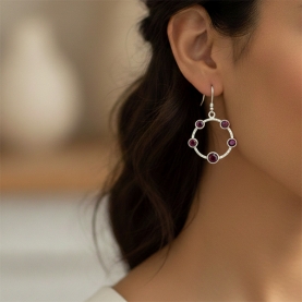 Boucles d'oreilles argent et grenats