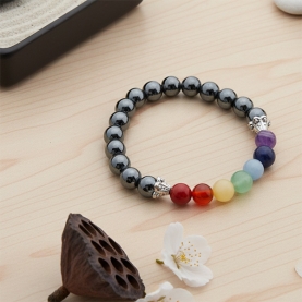 Indian Hematite and 7 chakras stones bracelet