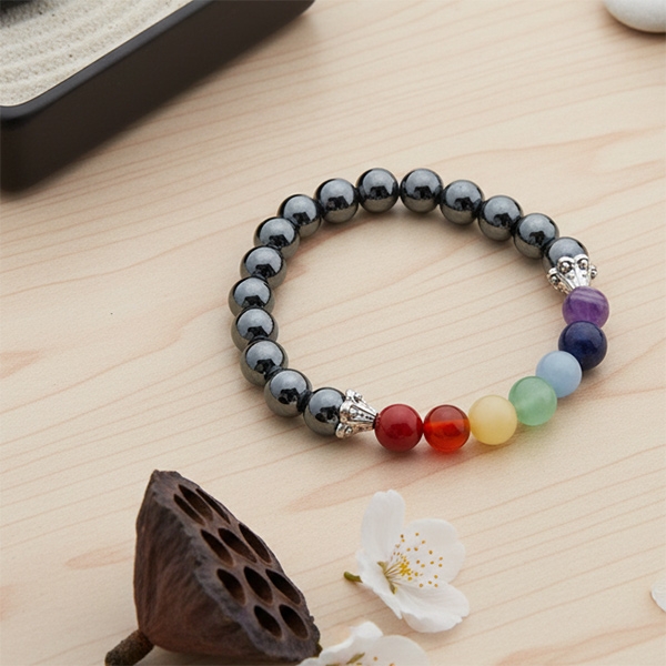 Indian Hematite and 7 chakras stones bracelet