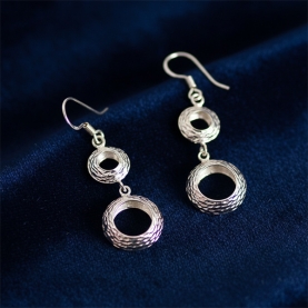 Boucles d'oreilles indiennes plein argent