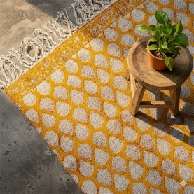 Tapis indien artisanal en coton imprimé