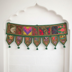 Indian cotton vaner wall Toran patchwork green