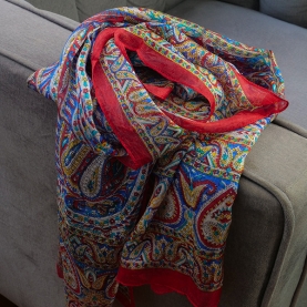 Indian silk scarf fashion red and blue