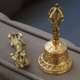 Traditional Tibetan brass bell with Dorje