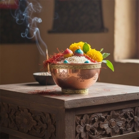 Hindu brass offering bowl