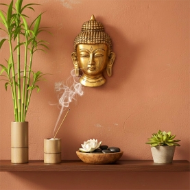 Indian brass Buddha wall mask