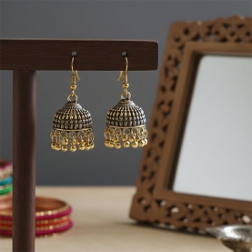 Indian earrings golden Jhumki jewels