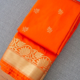 Indian saree satin fabric Orange