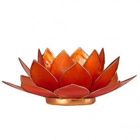 Indian lotus nacre candle stand orange and gold