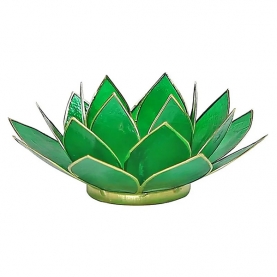 Bougeoir en nacre Lotus indien vert et or