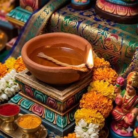 Lampe indienne Deepak en terre Ø7