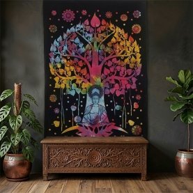 Indian cotton wall hanging Buddha multicolour