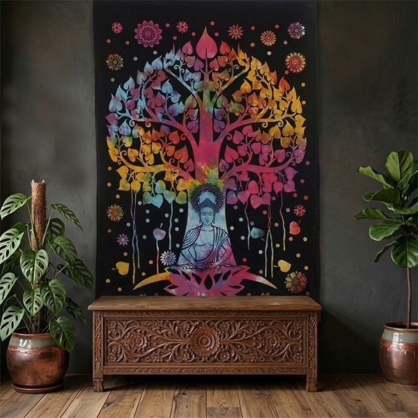 Indian cotton wall hanging Buddha multicolour