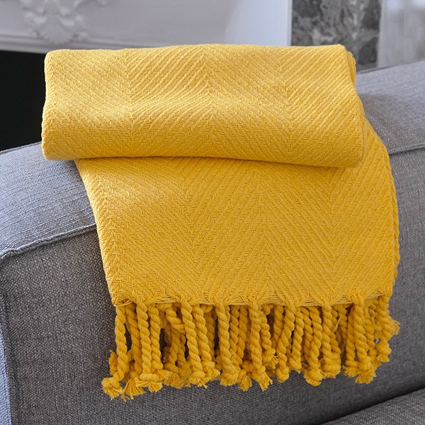 Indian cotton sofa throw yellow
