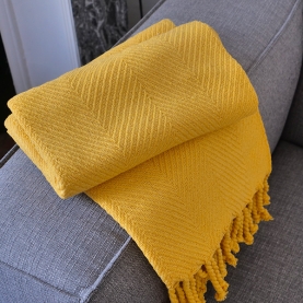 Plaid en coton indien jaune