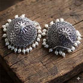 Boucles d'oreilles indiennes Jhumki blanches