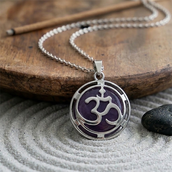 Pendentif OM métal et Améthyste