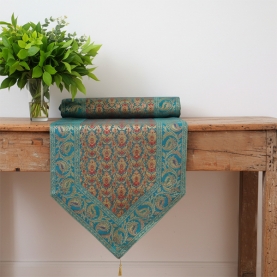 Chemin de table indien en tissu Sandhya bleu