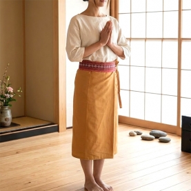 Thai cotton skirt Ocher color One-size