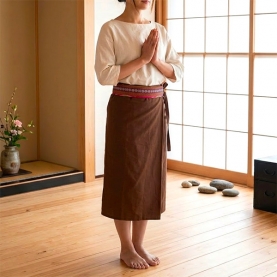 Thai cotton skirt Brown color One-size