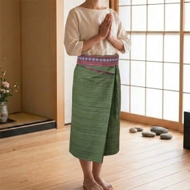 Thai cotton skirt Green color One-size