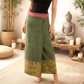 Thai cotton skirt Green color One-size