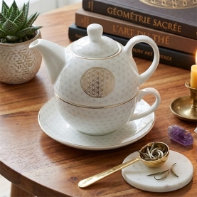 Théière en porcelaine blanche Fleur de vie