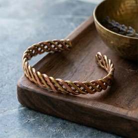 Bracelet indien Laiton et Cuivre torsadés couleur bronze-or