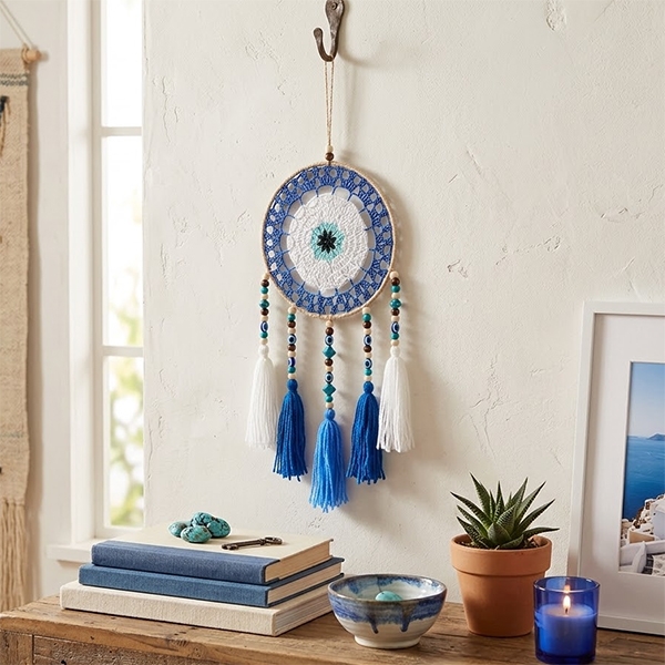 Mobile Dreamcatcher mandala white and blue