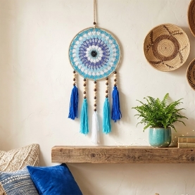 Mobile Dreamcatcher mandala white and blue